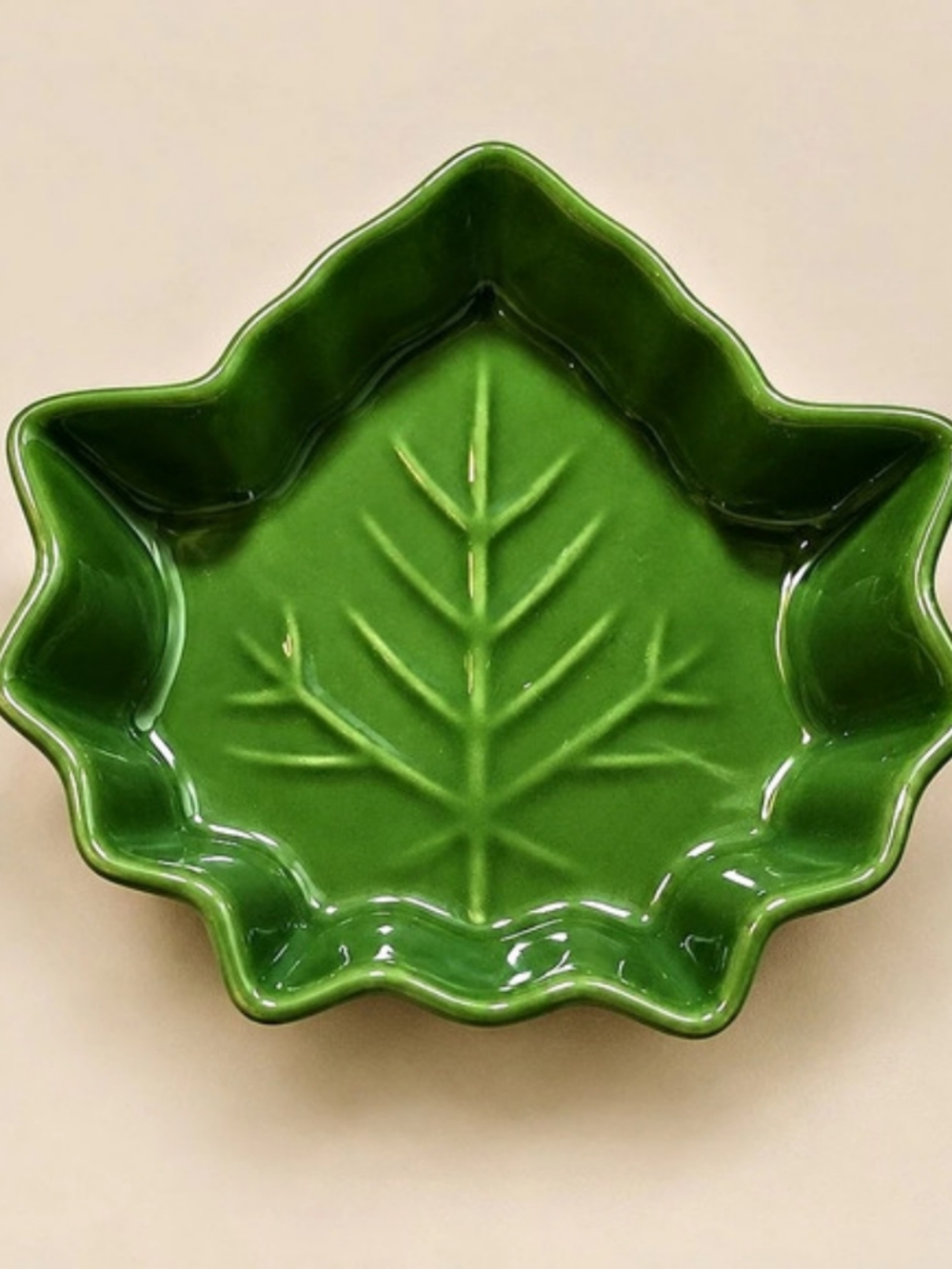 Celebrate It Leaf-Shaped Green Serveware Dish